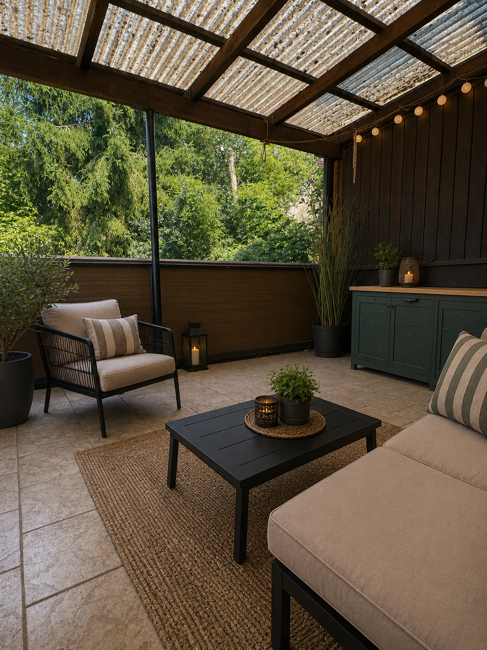 Balkon mit Blick in den Garten
