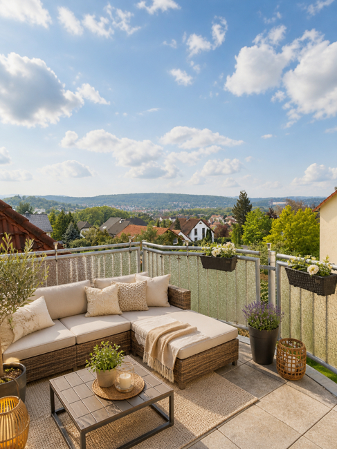 Balkon mit Blick zum Schloss 